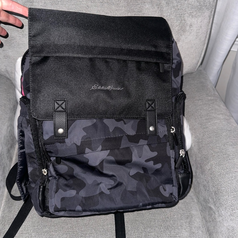 Eddie Bauer Black and Gray Camouflage Backpack